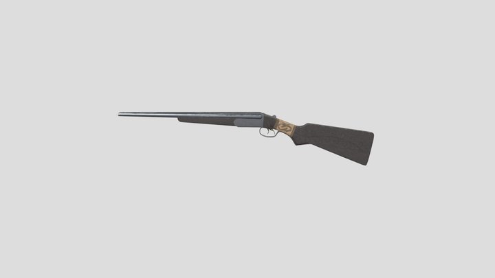 rusty old double barrel shotgun 3D Model