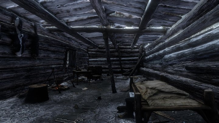 Old wooden house interior (Western winter) 3D Model