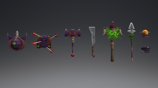 Weapons of character - Orc Soldier 3D Model