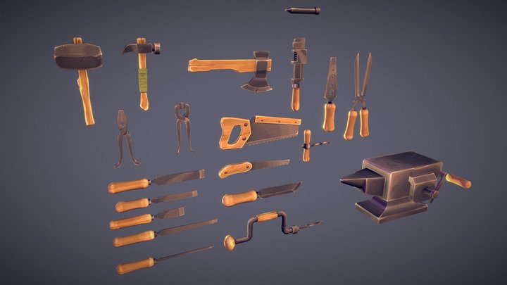Workshop Tools – Hand-Painted Stylized Pack 3D Model