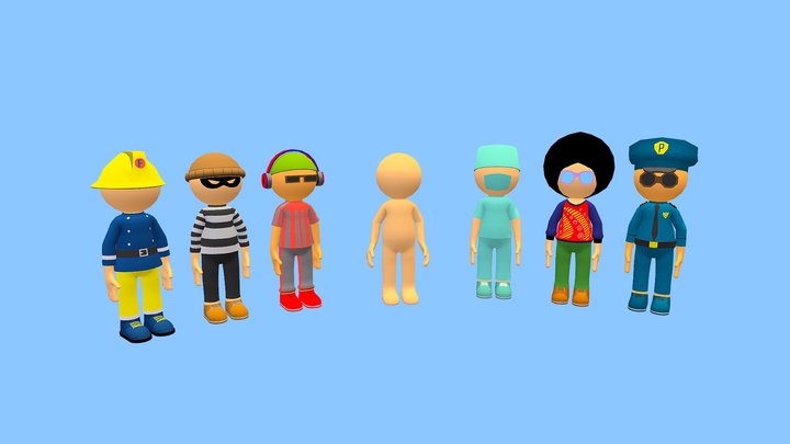 Hyper-Casual Characters pack №2 3D Model