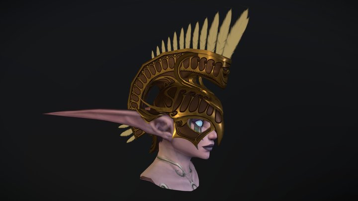 Night elf helm (low poly version) 3D Model