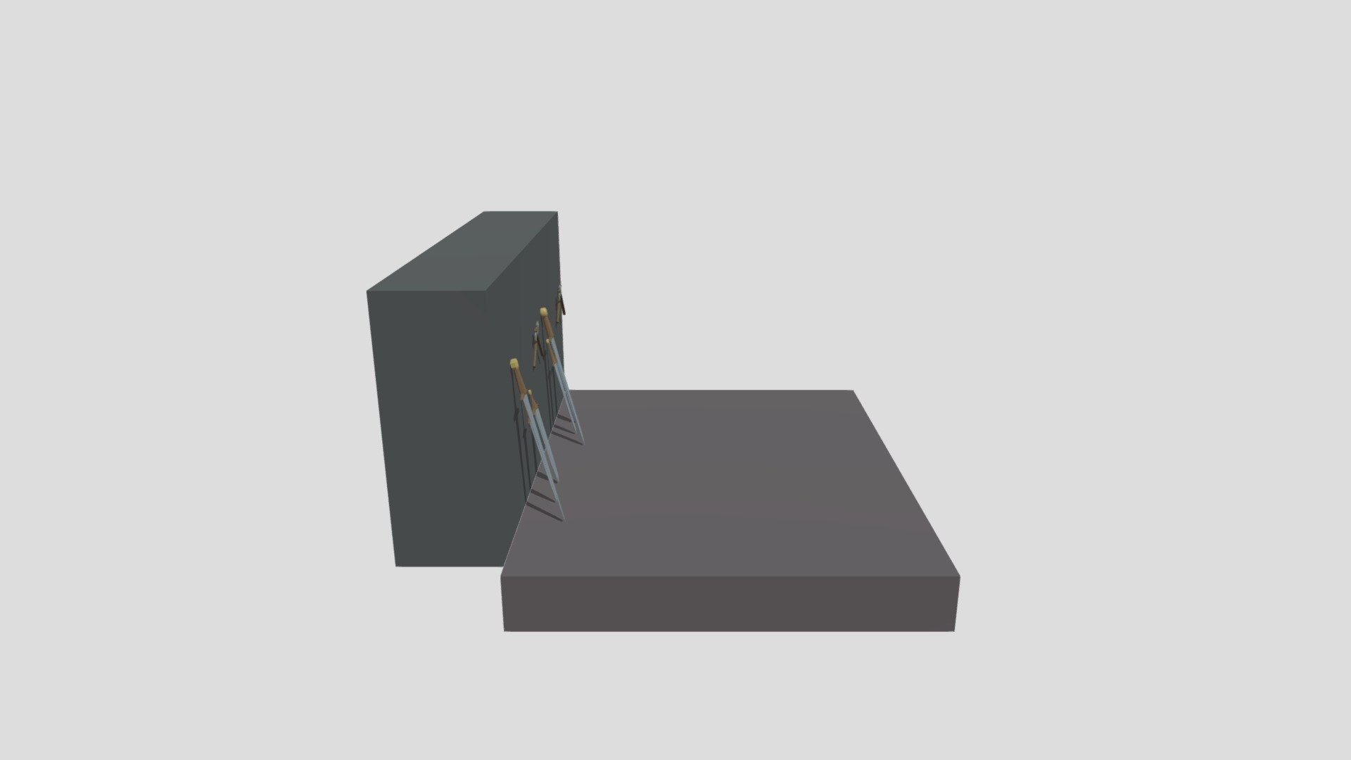 Sword and pair of axes (both high and low poly).