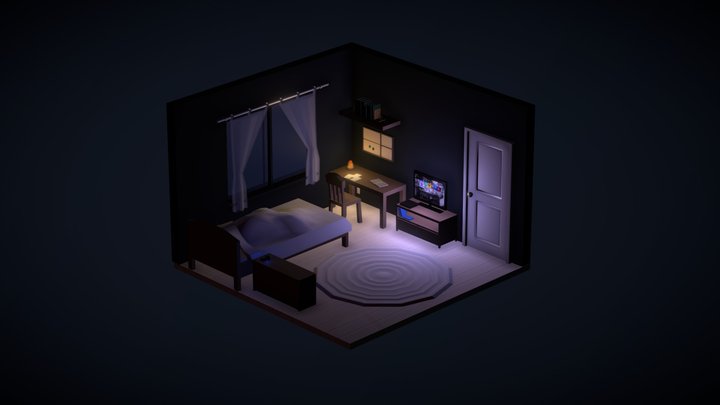 Isometric Bedroom 3D Model