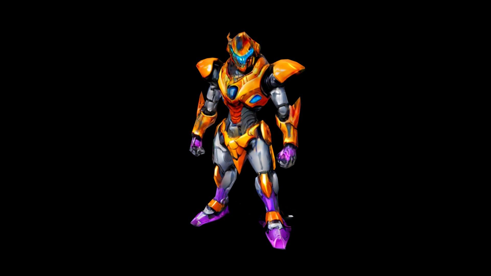 An orange and purple robot standing tall - Download Free 3D model by ...