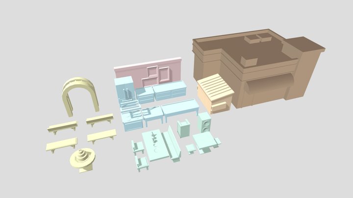 Low-Poly Restaurant Asset Pack 3D Model