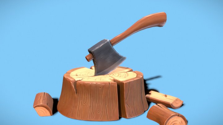 Stylized Tree Stump 3D Model