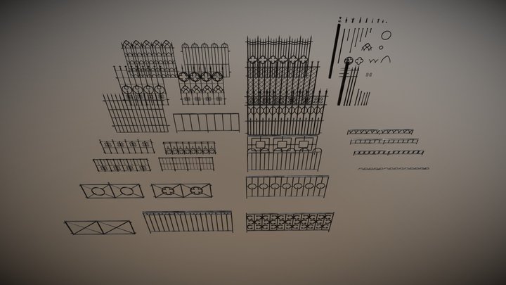 Cast Iron Fence Pack 3D Model
