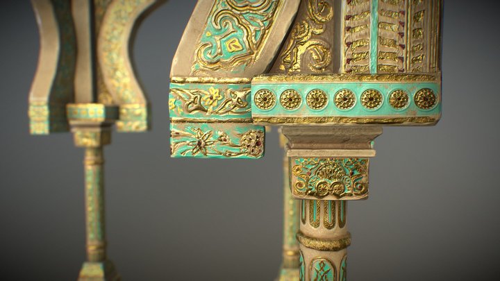 Ancient Golden Columns 3D Model