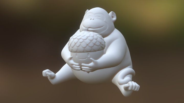 Monkey and Acorn 3D Model