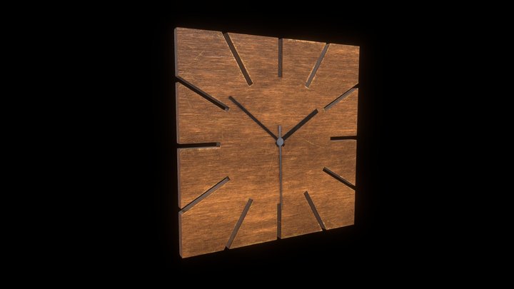 Wooden Wall Clock 3D Model