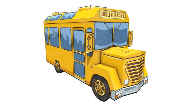 Doodle High School Bus 3D Model