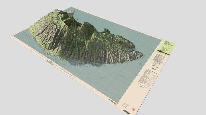 Molokai East, HI 1983 USGS Historical Topo 3D Model