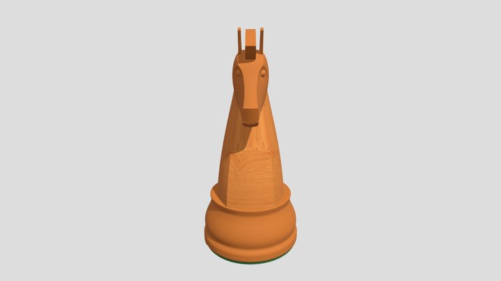 3D Wooden Chess Knight White 3D Model