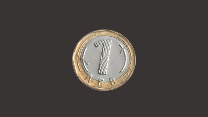 2002 One Bulgarian Lev Coin – Kostenloses 3D-Modell STL