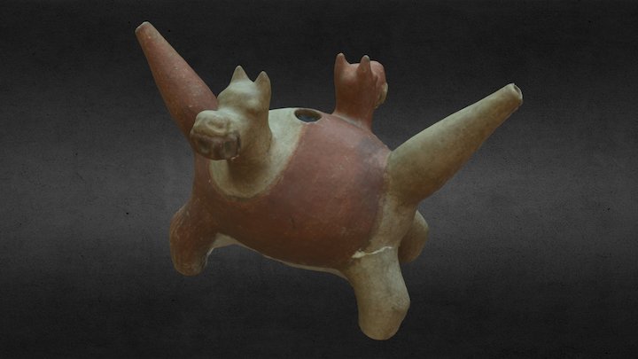 Double Dog Effigy Pot 3D Model