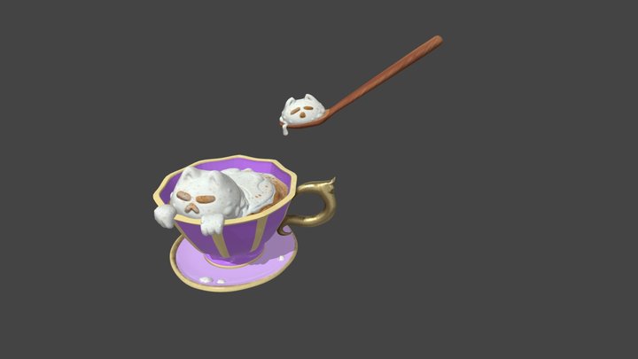 Cookling Realm - cat tea cup 3D Model
