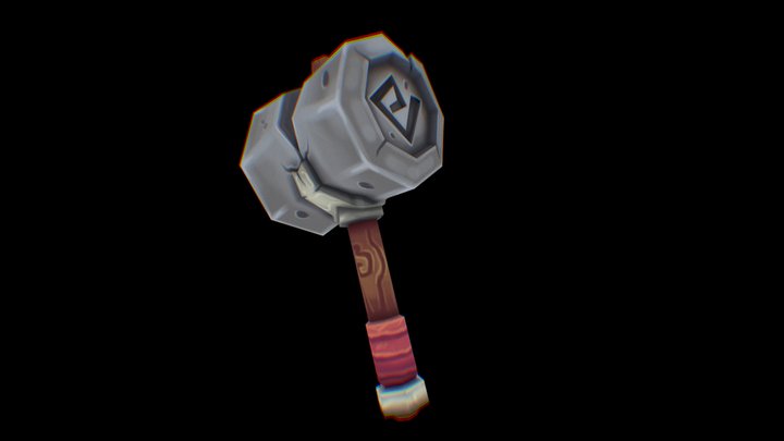 HANDPAINTED STONE HAMMER 3D Model