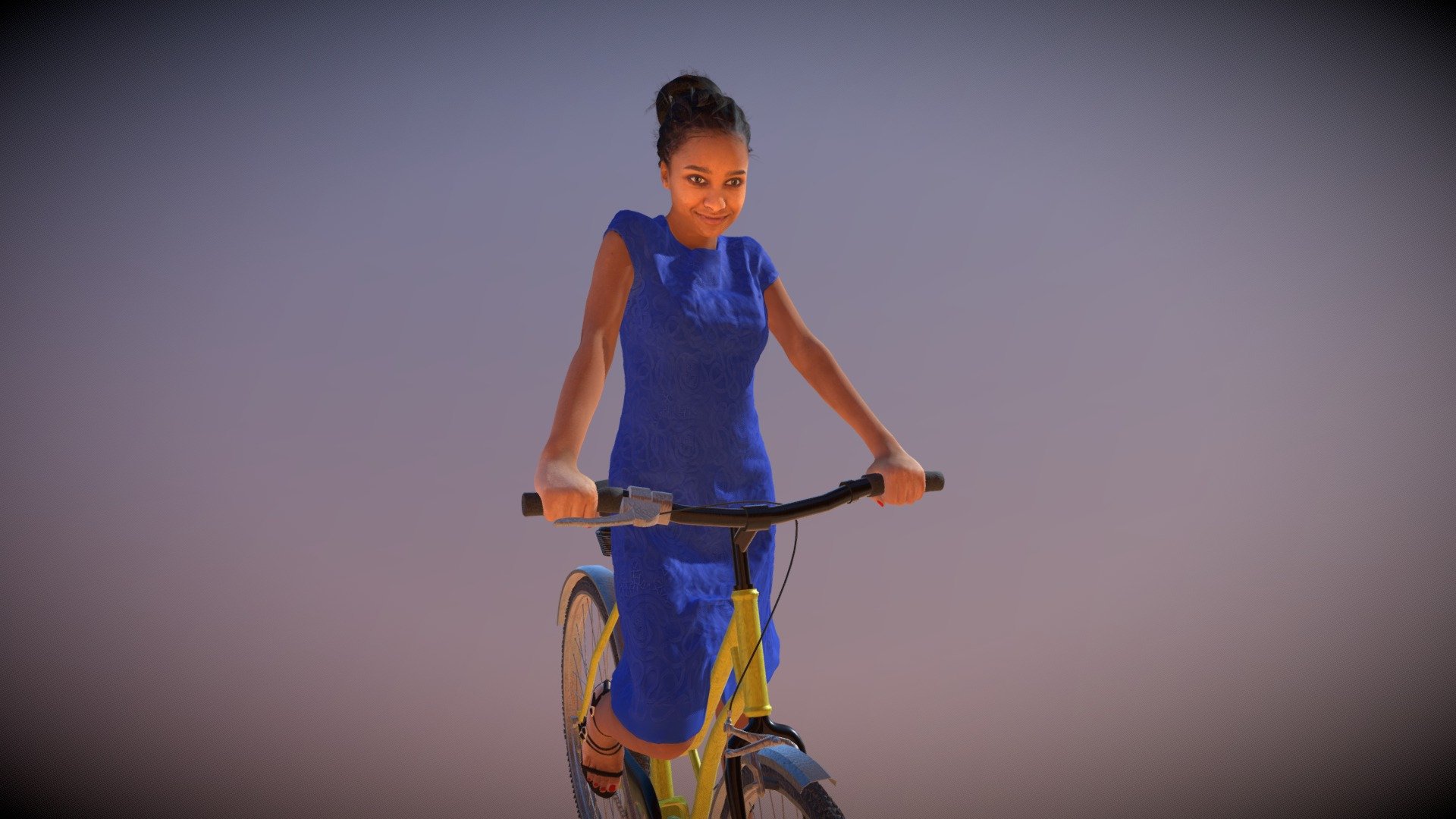 Elegant African Woman Macy Riding a Bike