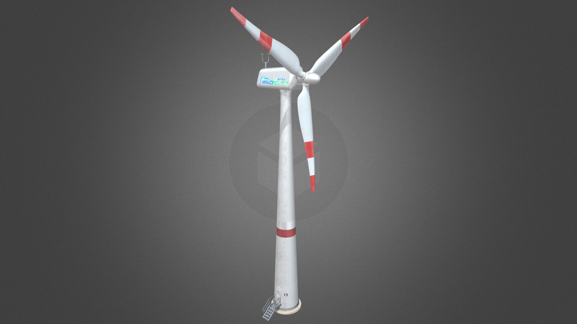 3D model Wind Turbine - This is a 3D model of the Wind Turbine. The 3D model is about a white wind turbine.