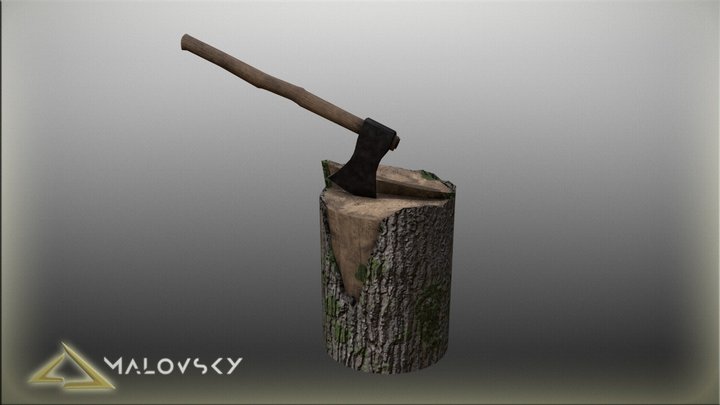 Ax with a Stump 3D Model