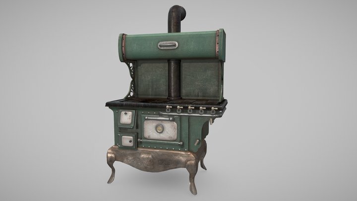 Worn Antique Stove 3D Model
