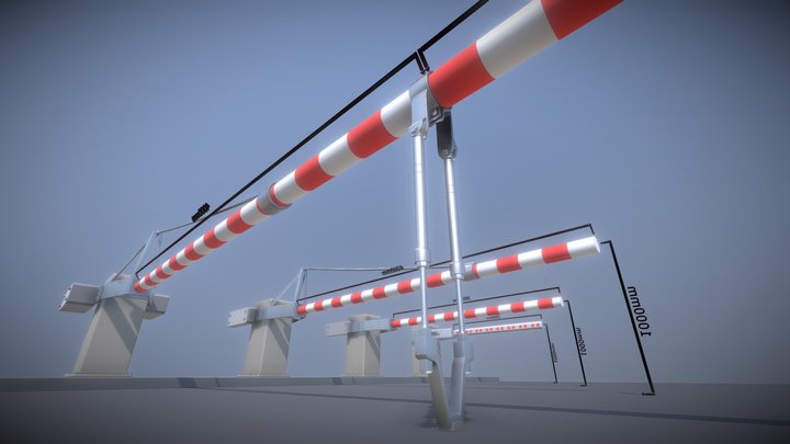 Modern Railway Barriers Set (WIP-4) 3D Model