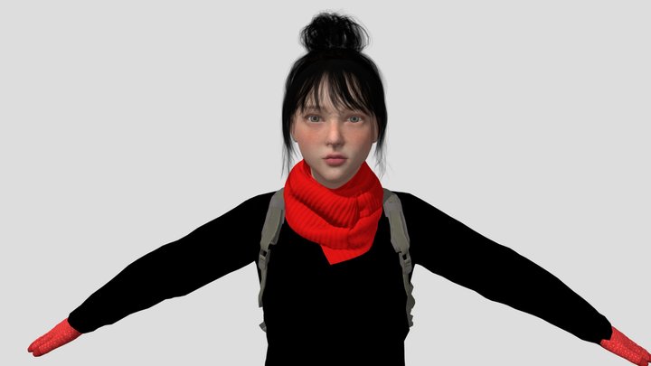 3D REALISTIC CHARACTER ASIAN JAPANESE KOREAN KID 3D Model