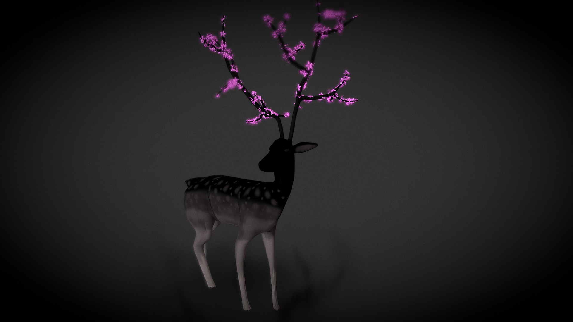 3D model Deer in Mist - This is a 3D model of the Deer in Mist. The 3D model is about a deer with a flower crown.
