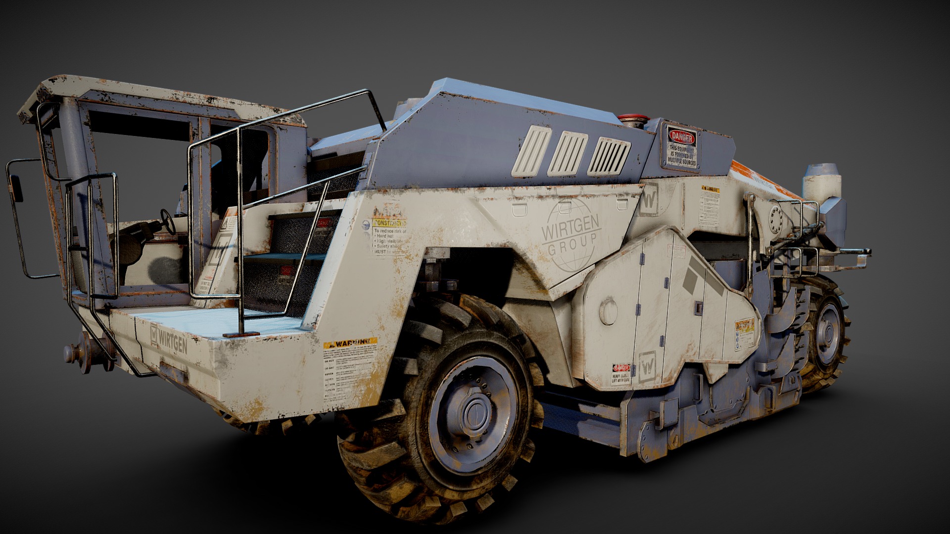 3D model Wirtgen 200 - This is a 3D model of the Wirtgen 200. The 3D model is about a large yellow and white tractor.