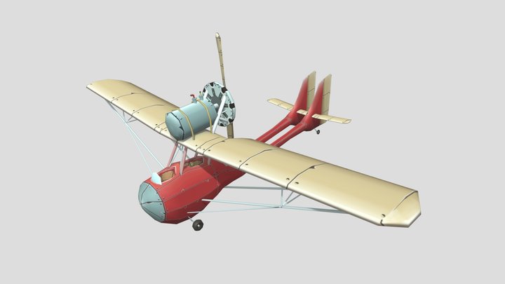 Curtiss-Wright Junior - Stylized Plane Model 3D Model