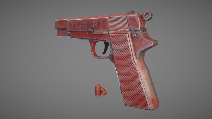 Arcade Hi-Power HandGun 3D Model