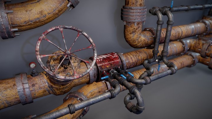Pipes On Walls 3D Model