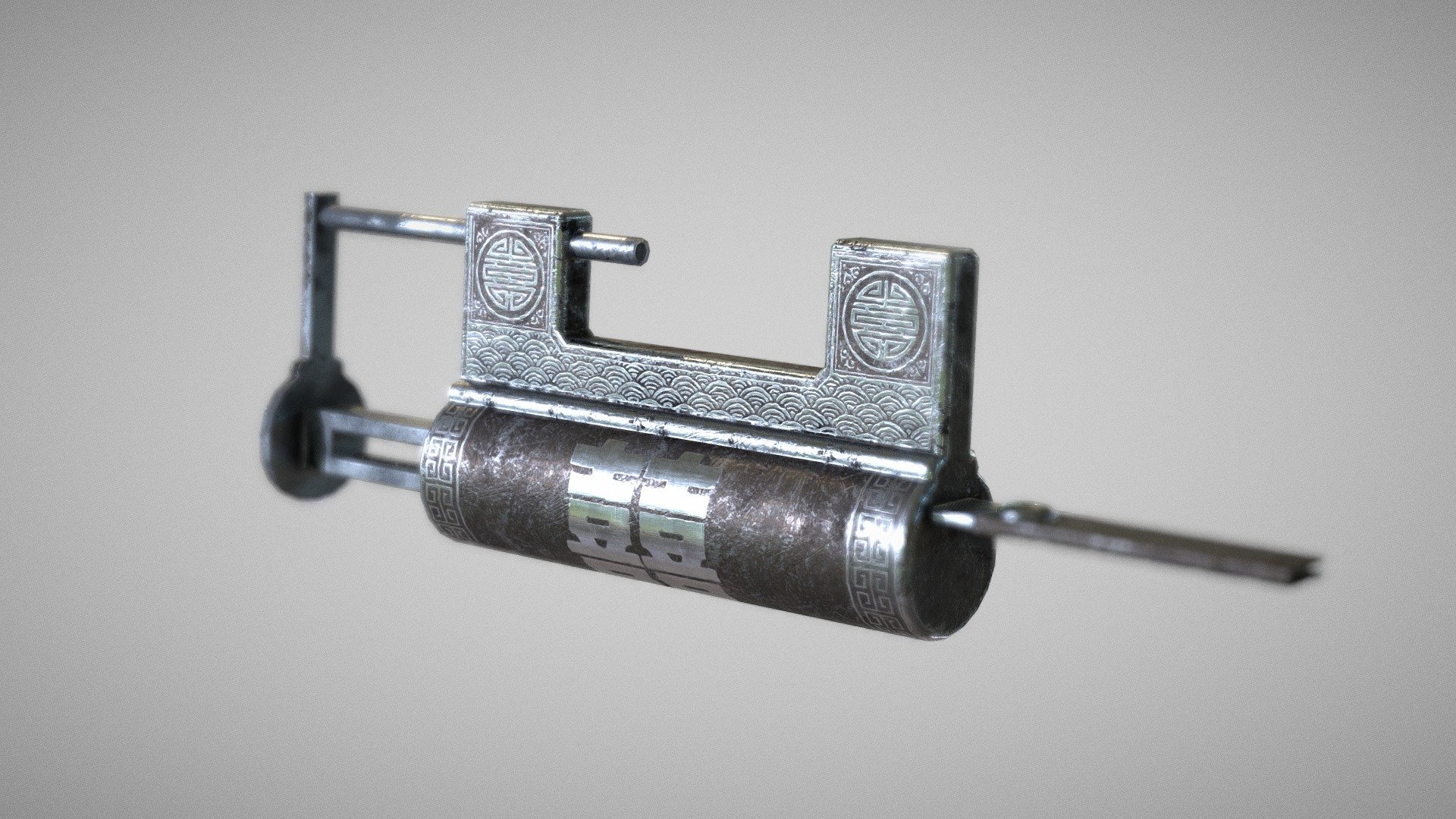 Oriental style Iron Lock - 3D model by Petaru [beed958] - Sketchfab