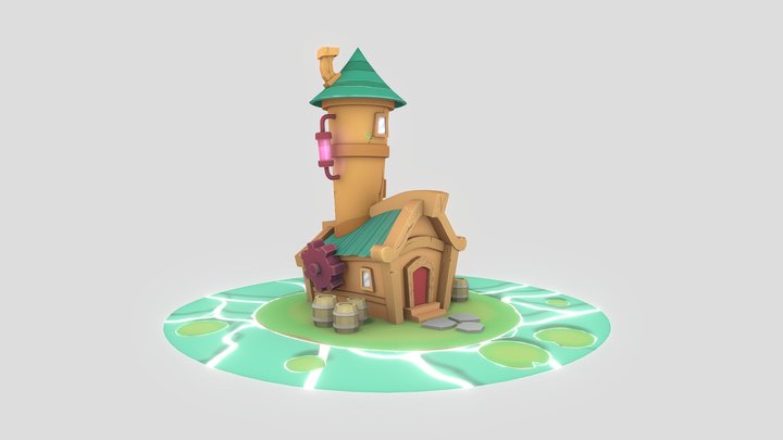 FloatingHandpaintedHouse 3D Model