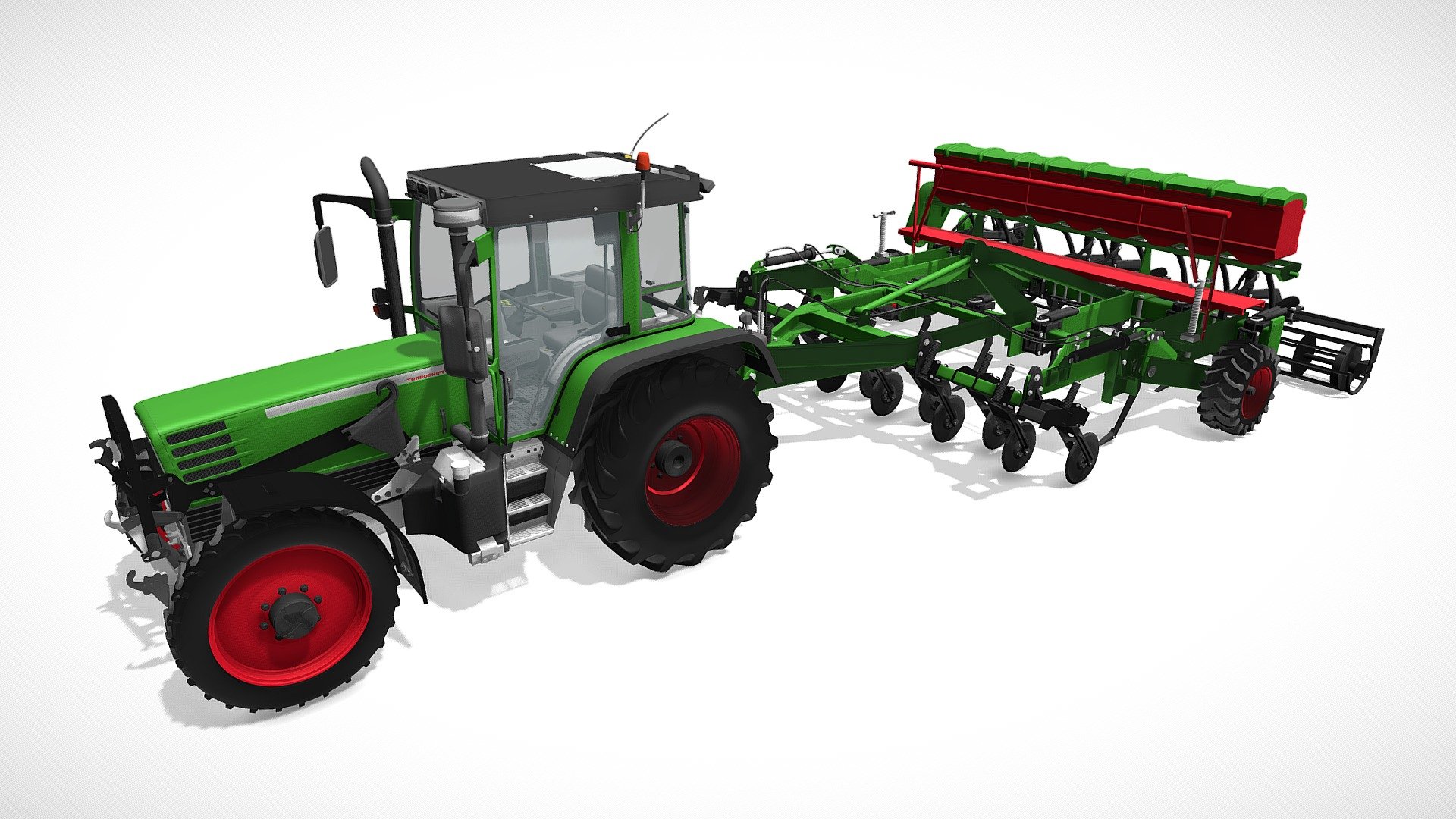 Tractor with Seed Drill — Sketchfab embed 3D viewer