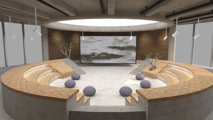 Circular Lobby | Conference Room | Baked 3D Model