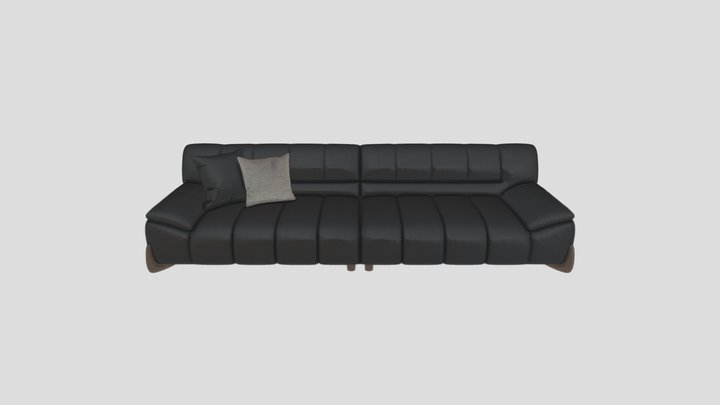 Modern Leather Sofa with Wooden Legs