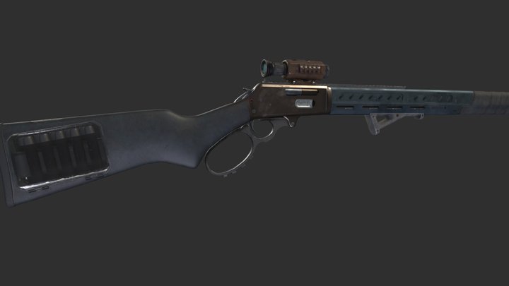 Destroyed Futuristic Lever Action Rifle 3D Model