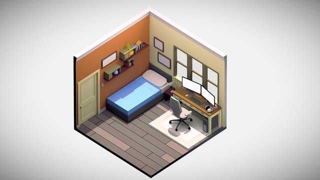 Broadcasting Rooms Isometric 3D Model