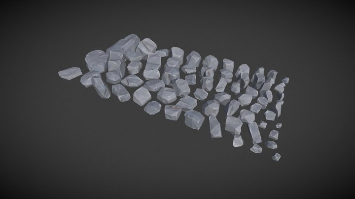 70 stylized rocks 3D Model