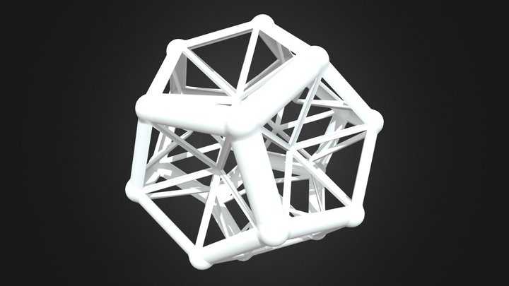Wireframe Shape Excavated Dodecahedron 3D Model