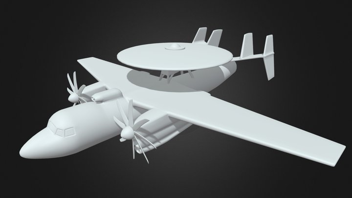 E2C Plane with radar disc 3D Model