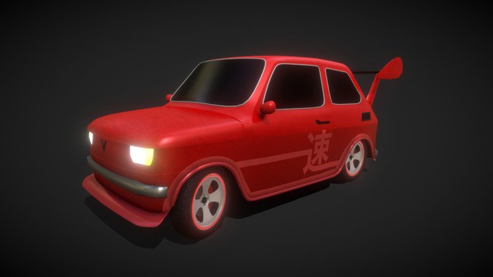 Racing Fiat 126p Stylized 3D Model