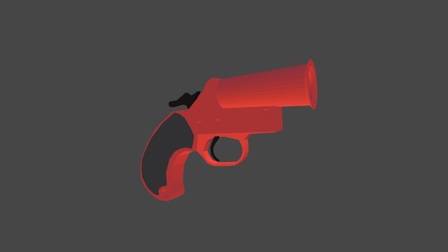 Low Poly Flare Gun 3D Model