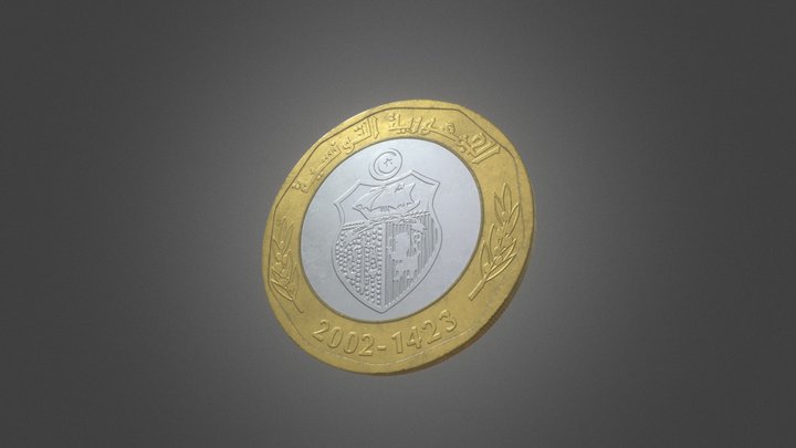 Coin five dinars 3D Model