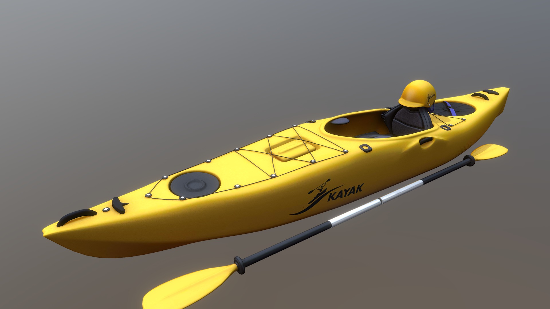 3D model Kayak - This is a 3D model of the Kayak. The 3D model is about a yellow and black jet.