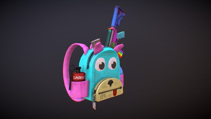 Stylized post apocalypse backpack 3D Model
