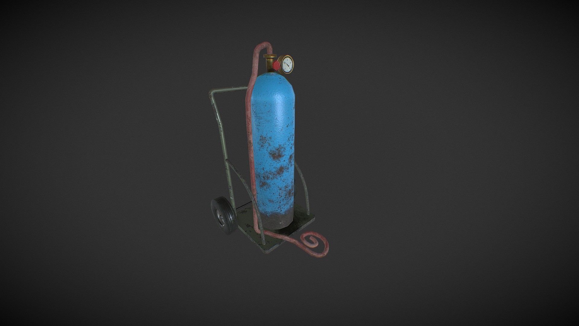 3D model GasWheel pbr - This is a 3D model of the GasWheel pbr. The 3D model is about a blue and red sword.