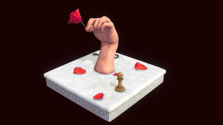 Hand Rose Key Bishop 3D Model